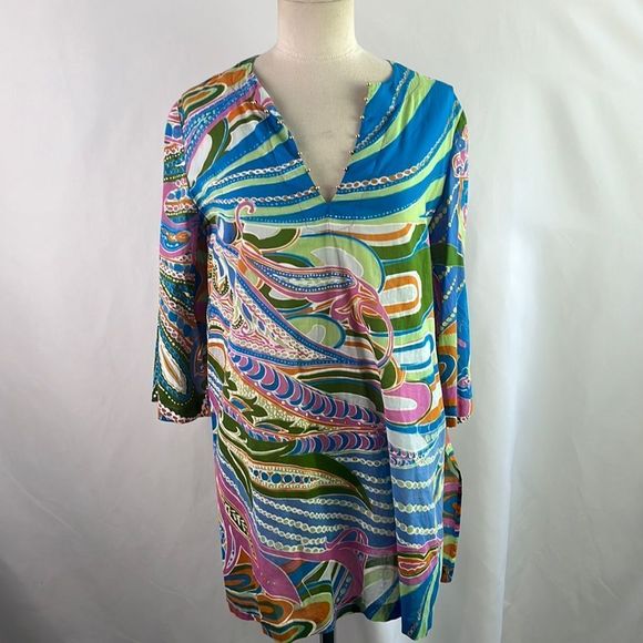 Tibi Multi Print with Beads Coverup - Picture 1 of 7